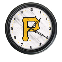 MLB's Pittsburgh Pirates Logo Indoor/Outdoor Logo LED Clock from Holland Bar Stool Co Home Sports Decor for gifts