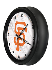 MLB's San Francisco Giants Logo Outdoor LED Clock From Holland Bar Stool Co. Wall Decor  Side View