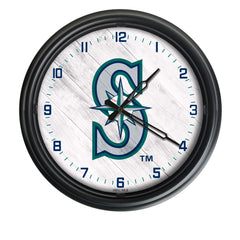 MLB's Seattle Mariners Logo Outdoor LED Clock From Holland Bar Stool Co. Wall Decor 