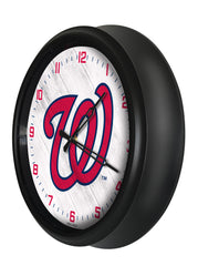 MLB's Washington Nationals Logo Outdoor LED Clock From Holland Bar Stool Co. Wall Decor  Side View