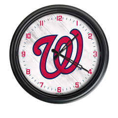 MLB's Washington Nationals Logo Outdoor LED Clock From Holland Bar Stool Co. Wall Decor 
