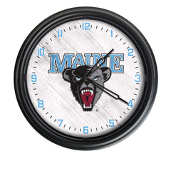 University of Maine Black Bears Officially Licensed Logo Indoor - Outdoor LED Wall Clock