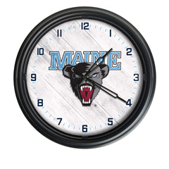 University of Maine Black Bears Logo Indoor/Outdoor Logo LED Clock from Holland Bar Stool Co Home Sports Decor for gifts
