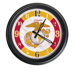 Traditional Red and Yellow US Marine Corps Logo LED Clock | LED Outdoor Clock