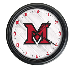 Miami University RedHawks Officially Licensed Logo Indoor - Outdoor LED Wall Clock 