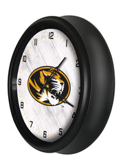 Mizzou Tigers Logo LED Outdoor Clock by Holland Bar Stool Company Home Sports Decor Gift Idea Side View