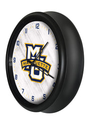 Marquette University Golden Eagles Logo Indoor/Outdoor Logo LED Clock from Holland Bar Stool Co Home Sports Decor for gifts Side View
