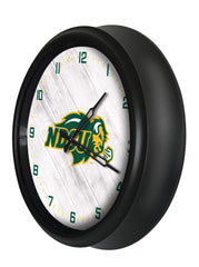 North Dakota State Bison Logo Indoor/Outdoor Logo LED Clock from Holland Bar Stool Co Home Sports Decor for gifts Side View