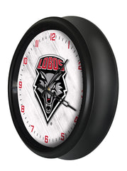 University of New Mexico Lobos Logo Indoor/Outdoor Logo LED Clock from Holland Bar Stool Co Home Sports Decor for gifts Side View