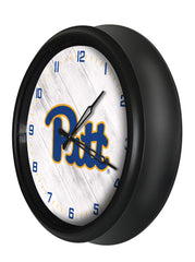 Pittsburgh Panthers Logo Indoor/Outdoor Logo LED Clock from Holland Bar Stool Co Home Sports Decor for gifts Side VIew