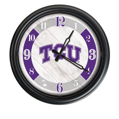 Texas Christian University Horned Frogs Officially Licensed Logo Indoor - Outdoor LED Wall Clock
