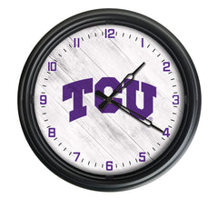 Texas Christian University Horned Frogs Officially Licensed Logo Indoor - Outdoor LED Wall Clock