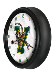 Vermont Catamounts Logo LED Outdoor Clock by Holland Bar Stool Company Home Sports Decor Gift Idea Side View