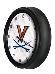 Virginia Cavaliers Logo LED Outdoor Clock by Holland Bar Stool Company Home Sports Decor Gift Idea Side View