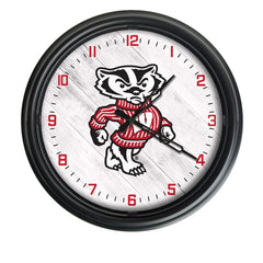 Wisconsin Badgers Bucky Logo LED Outdoor Clock by Holland Bar Stool Company Home Sports Decor Gift Idea