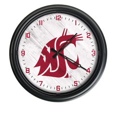 Washington State Cougars Logo LED Outdoor Clock by Holland Bar Stool Company Home Sports Decor Gift Idea