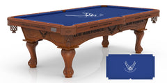 United States Air Force Officially Licensed Billiard Table in Chardonnay Finish with Logo Cloth & Claw Legs