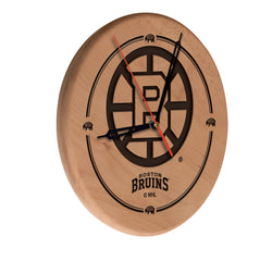 Boston Bruins Laser Engraved Wood Clock