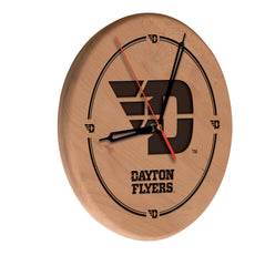 Dayton Flyers Engraved Wood Clock