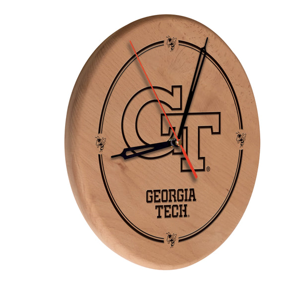 Georgia Tech Engraved Wood Clock
