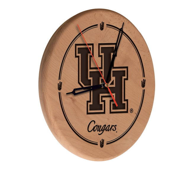 University of Houston Cougars Engraved Wood Clock