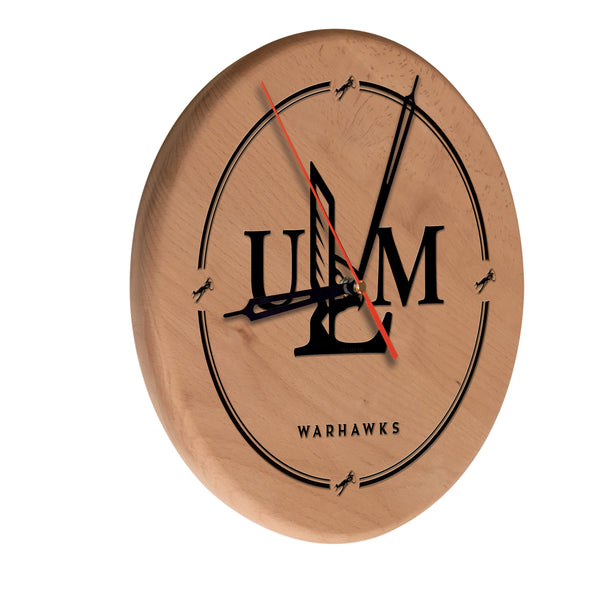 ULM Warhawks Engraved Wood Clock