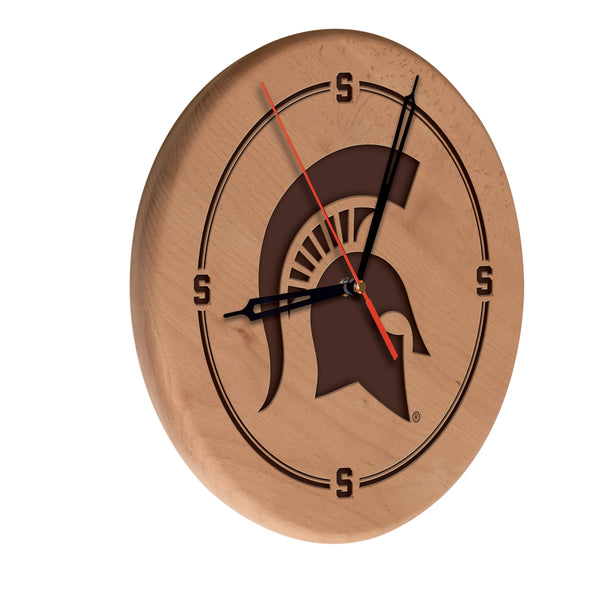 Michigan State Spartans Engraved Wood Clock