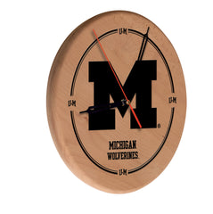 University of Michigan Wolverines Engraved Wood Clock