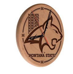Montana State Bobcats Engraved Wood Clock