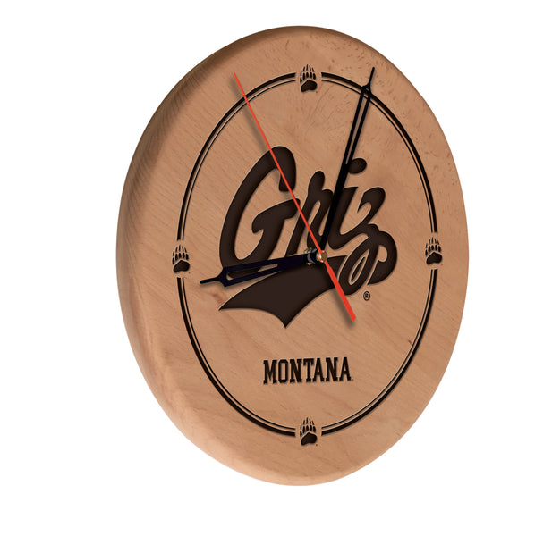 University of Montana Grizzlies Laser Engraved Wood Clock