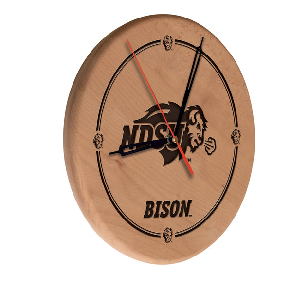 North Dakota State University Bison Engraved Wood Clock