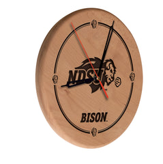 North Dakota State University Bison Engraved Wood Clock