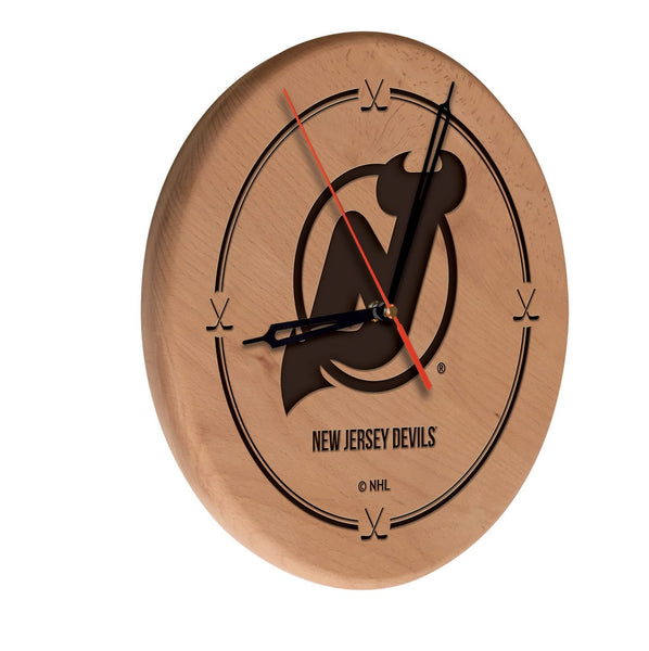 New Jersey Devils Engraved Wood Clock