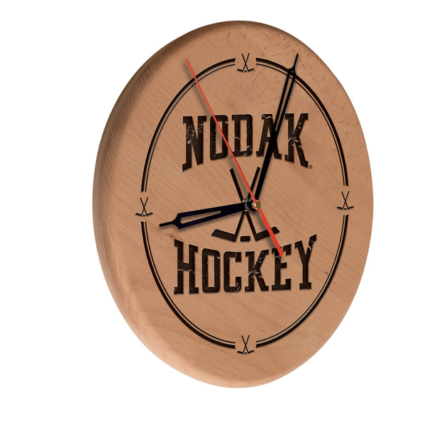 North Dakota Nodak Hockey Engraved Wood Clock