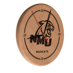 Northern Michigan University Wildcats Laser Engraved Wood Clock