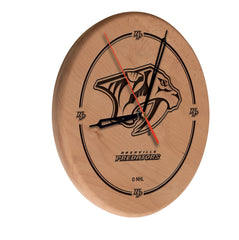  Nashville Predators Engraved Wood Clock Nashville Predators Engraved Wood Clock