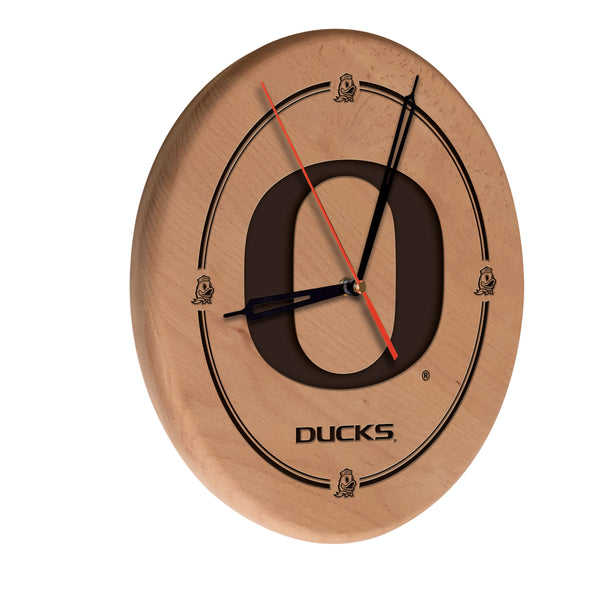 University of Oregon Ducks Engraved Wood Clock