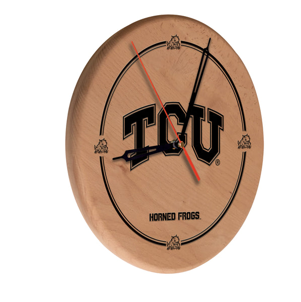 Texas Christian University Horned Frogs Laser Engraved Wood Clock
