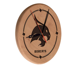 Texas State University Bobcats Laser Engraved Wood Clock