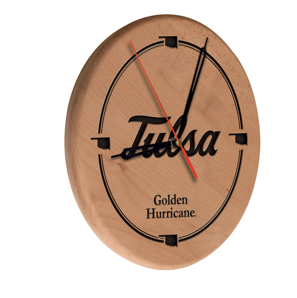 University of Tulsa Golden Hurricanes Laser Engraved Wood Clock