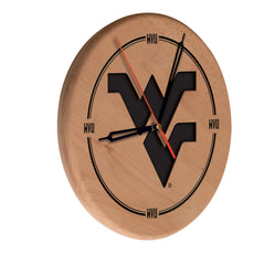 West Virginia Mountaineers Engraved Wood Clock