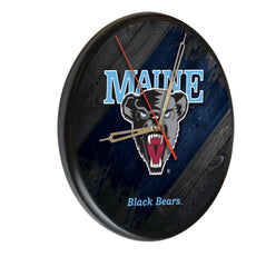 University of Maine Black Bears Laser Engraved Wood Clock