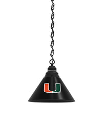 University of Miami Pool Table Pendant Light with a Black Finish