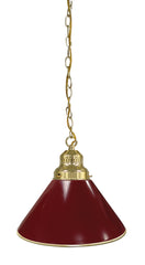 Non-Logo Burgundy Pool Table Pendant Light with a Brass Finish