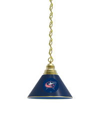 Columbus Blue Jackets Pool Table Pendant Light with a Brass Finish