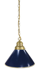 Non-Logo Dark Blue Pool Table Pendant Light with a Brass Finish