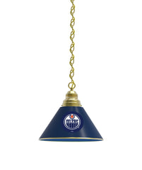 Edmonton Oilers Pool Table Pendant Light with a Brass Finish