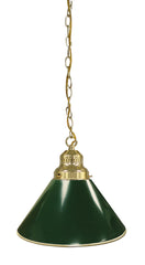 Non-Logo Green Pool Table Pendant Light with a Brass Finish