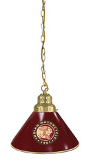 Indian Motorcycles Burgundy Pool Table Pendant Light with a Brass Finish