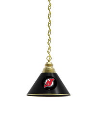 New Jersey Devils Pool Table Pendant Light with a Brass Finish